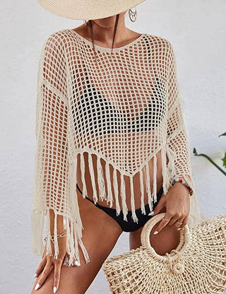 Women's Beach Long Sleeve Crochet Swimsuit Cover - Up - Bsubseach