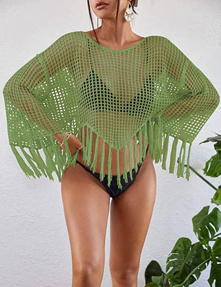 Women's Beach Long Sleeve Crochet Swimsuit Cover - Up - Bsubseach