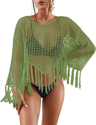 Women's Beach Long Sleeve Crochet Swimsuit Cover - Up - Bsubseach