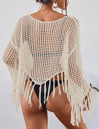 Women's Beach Long Sleeve Crochet Swimsuit Cover - Up - Bsubseach