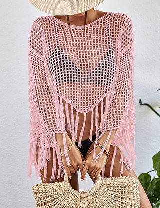 Women's Beach Long Sleeve Crochet Swimsuit Cover - Up - Bsubseach