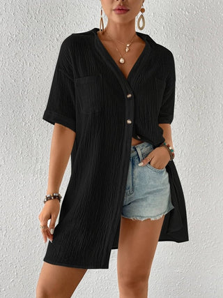 Women's Button - Down Beach Shirt Dress Cover - Ups - Bsubseach