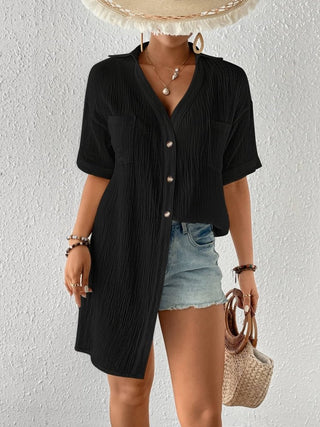 Women's Button - Down Beach Shirt Dress Cover - Ups - Bsubseach