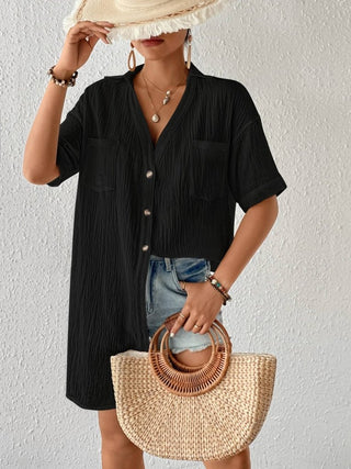 Women's Button - Down Beach Shirt Dress Cover - Ups - Bsubseach