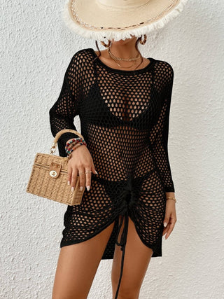 Women's Crochet Knit Cover Up See Through Mesh Beach Dress - Bsubseach