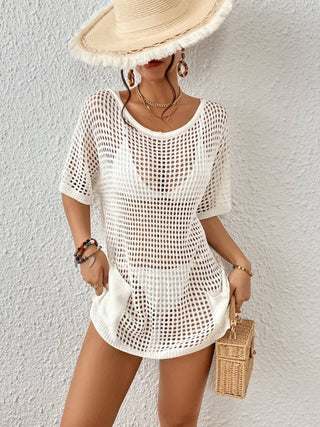 Women's Crochet Swimsuit Cover Up - Half Sleeve Beach Dress - Bsubseach