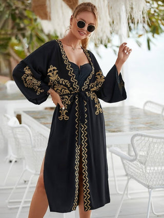 Women's Kimono Cardigans Embroidered Beach Coverups - Bsubseach