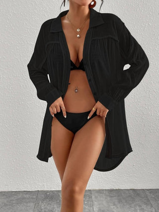 Women's Long Sleeve Button - Down Beach Cover - Up - Bsubseach