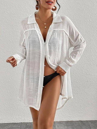 Women's Long Sleeve Button - Down Beach Cover - Up - Bsubseach