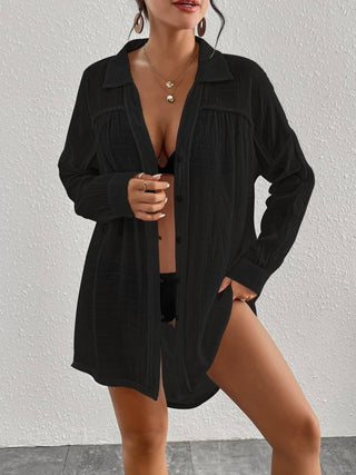 Women's Long Sleeve Button - Down Beach Cover - Up - Bsubseach