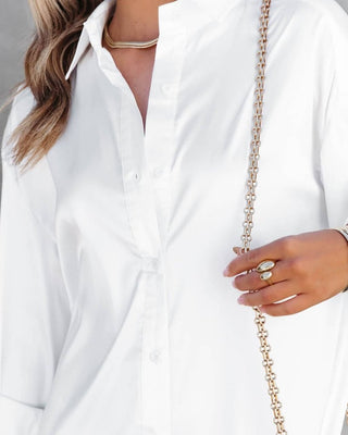 Women's Long Sleeve White Button Down Cover Up - Bsubseach