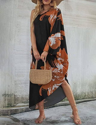 Women's Off Shoulder Maxi Kaftan Beach Cover - Up Print - Bsubseach