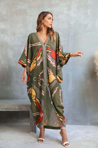 Women's Plus Size Kaftan Dress Swimsuit Cover Up Beach Loungewear - Bsubseach