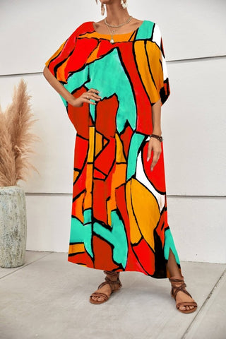 Women's Plus Size Long dress Cover up Color Block Caftan - Bsubseach