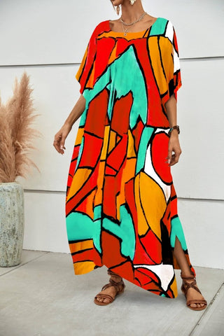 Women's Plus Size Long dress Cover up Color Block Caftan - Bsubseach