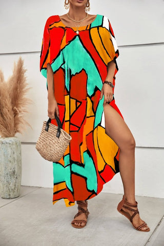 Women's Plus Size Long dress Cover up Color Block Caftan - Bsubseach