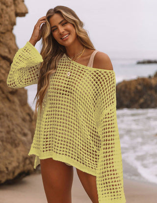 yellow crochet top cover me up tabs