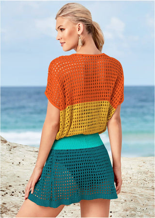 Beach Bikini Tunic Crochet Short Dress - Bsubseach