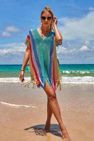 Rainbow Tassel Women's Crochet Top