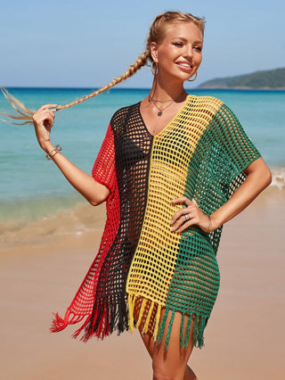 Rainbow Tassel Women's Crochet Top