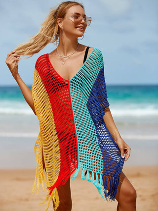 Rainbow Tassel Women's Crochet Top