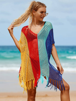 Rainbow Tassel Women's Crochet Top