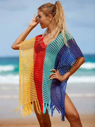 Rainbow Tassel Women's Crochet Top