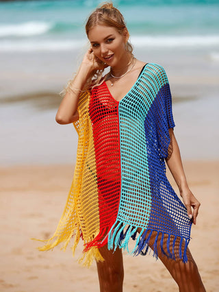 Rainbow Tassel Women's Crochet Top