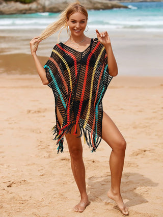 Rainbow Tassel Women's Crochet Top