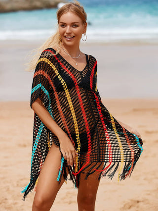 Rainbow Tassel Women's Crochet Top