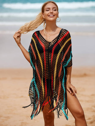 Rainbow Tassel Women's Crochet Top