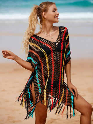 Rainbow Tassel Women's Crochet Top