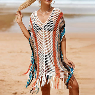 Rainbow Tassel Women's Crochet Top