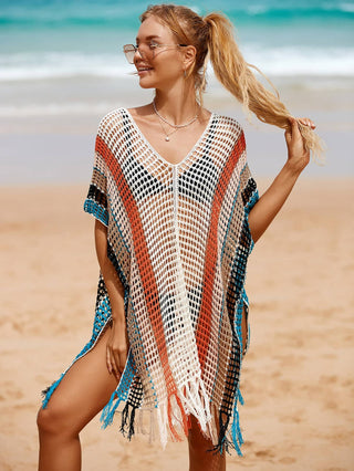 Rainbow Tassel Women's Crochet Top