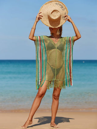 Rainbow Tassel Women's Crochet Top