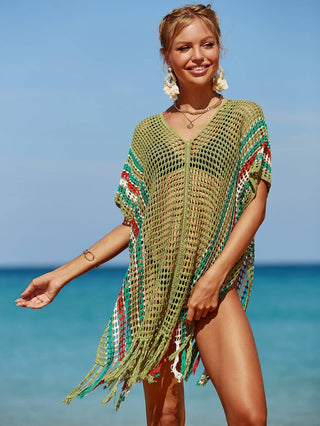 Rainbow Tassel Women's Crochet Top