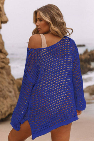 blue crochet halter top wrinkle cover up