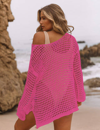 hot pink crochet top cover up