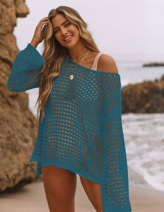 light blue crochet top womens cover up tops